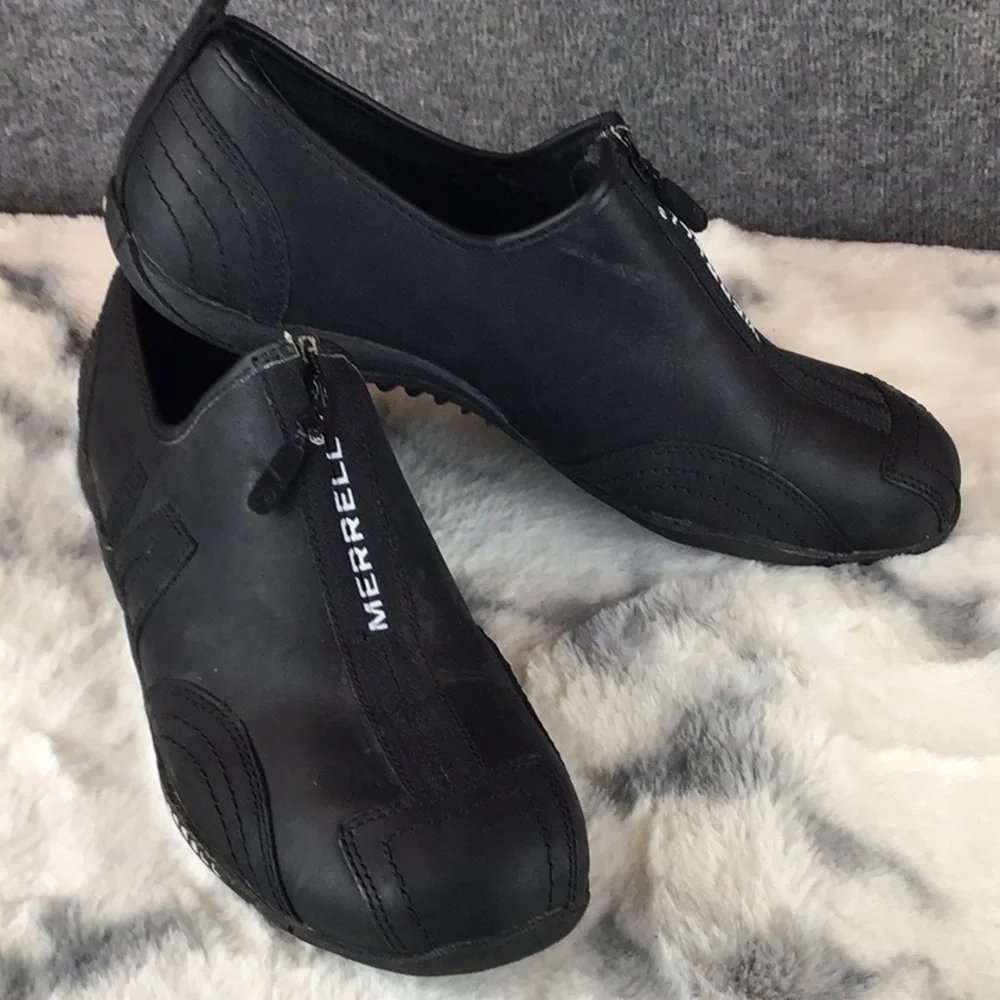 Merrell Black Zip Top Athletic Shoes Slip-On Sneakers Walking Shoes Size 9 - Picture 2 of 11